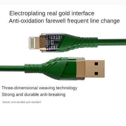 2.4A USB to 8 Pin Transparent Fast Charging Data Cable, Length: 1m(Orange) - Normal Style Cable by PMC Jewellery | Online Shopping South Africa | PMC Jewellery | Buy Now Pay Later Mobicred