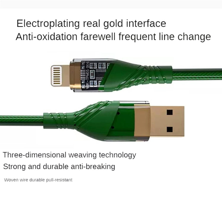 2pcs 2.4A USB to 8 Pin Transparent Fast Charging Data Cable, Length: 1m(Orange) - Normal Style Cable by PMC Jewellery | Online Shopping South Africa | PMC Jewellery | Buy Now Pay Later Mobicred