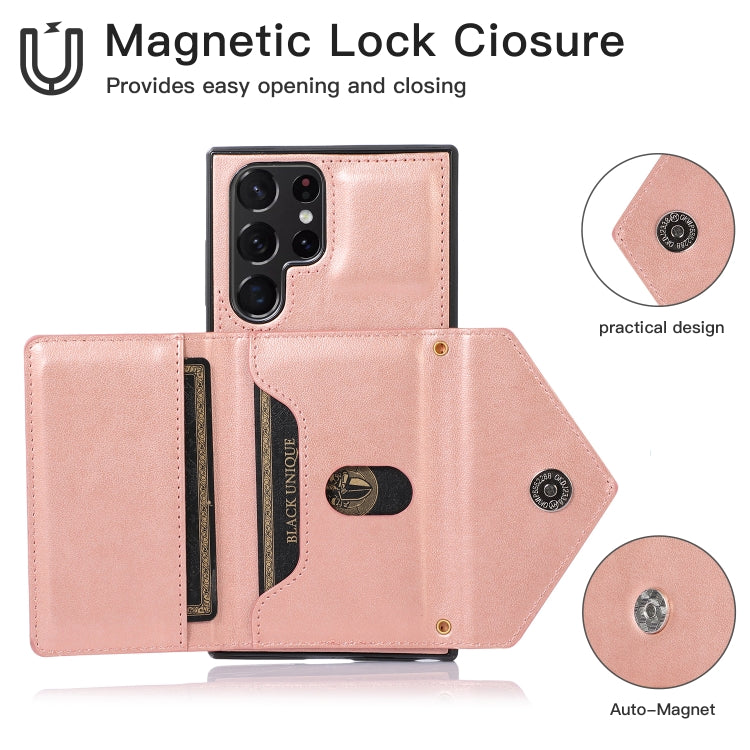 For Samsung Galaxy S23 Ultra 5G Cross-body Wallet Card Bag Leather Phone Case(Rose Gold) - Galaxy S23 Ultra 5G Cases by PMC Jewellery | Online Shopping South Africa | PMC Jewellery