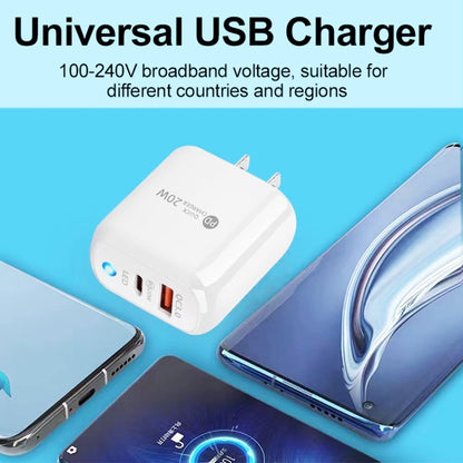 PD04 Type-C + USB Mobile Phone Charger with Type-C to 8 Pin Cable, US Plug(White) - USB Charger by PMC Jewellery | Online Shopping South Africa | PMC Jewellery | Buy Now Pay Later Mobicred