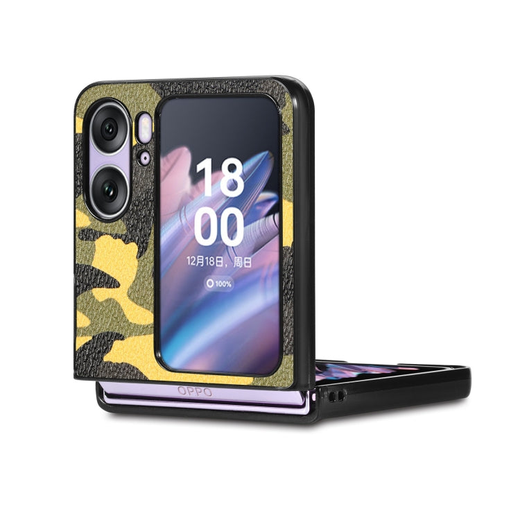 For OPPO Find N2 Flip Camouflage Leather Back Cover Phone Case(Yellow) - Find N2 Flip Cases by PMC Jewellery | Online Shopping South Africa | PMC Jewellery | Buy Now Pay Later Mobicred