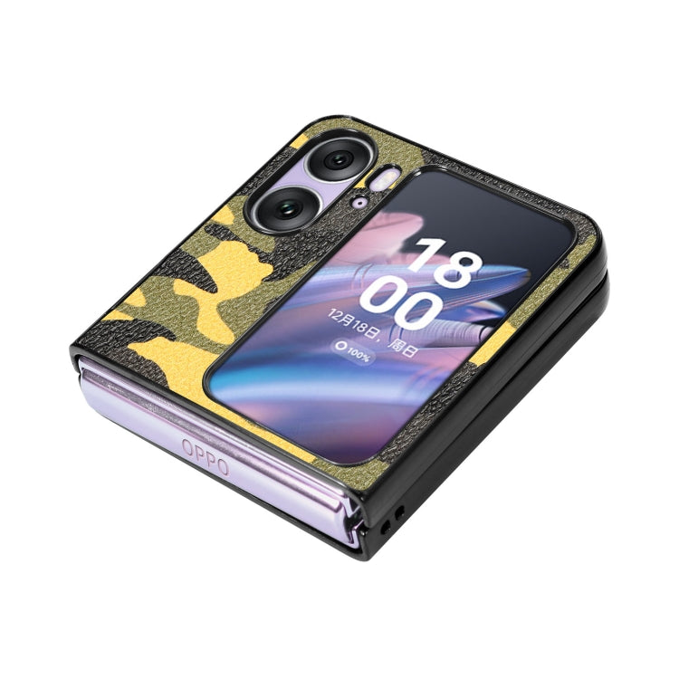 For OPPO Find N2 Flip Camouflage Leather Back Cover Phone Case(Yellow) - Find N2 Flip Cases by PMC Jewellery | Online Shopping South Africa | PMC Jewellery | Buy Now Pay Later Mobicred