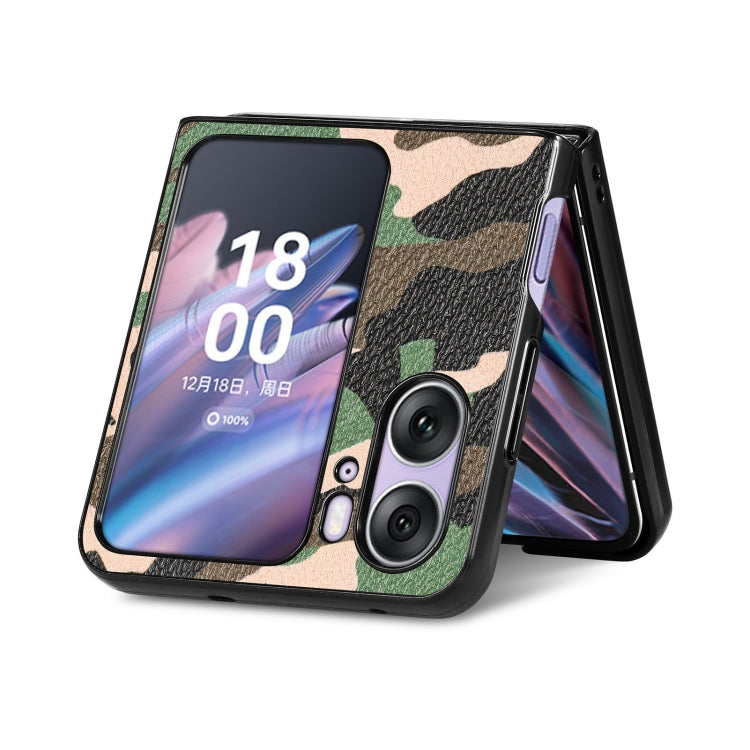For OPPO Find N2 Flip Camouflage Leather Back Cover Phone Case(Green) - Find N2 Flip Cases by PMC Jewellery | Online Shopping South Africa | PMC Jewellery