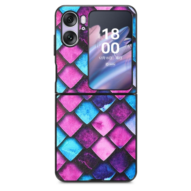 For OPPO Find N2 Flip Colored Drawing Leather Skin Back Cover Phone Case(Purple Scales) - Find N2 Flip Cases by PMC Jewellery | Online Shopping South Africa | PMC Jewellery | Buy Now Pay Later Mobicred