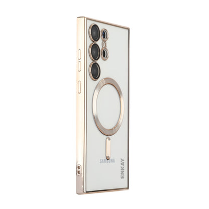 For Samsung Galaxy S22 Ultra 5G ENKAY Electroplated MagSafe Shockproof TPU Phone Case with Lens Film(Gold) - Galaxy S22 Ultra 5G Cases by ENKAY | Online Shopping South Africa | PMC Jewellery