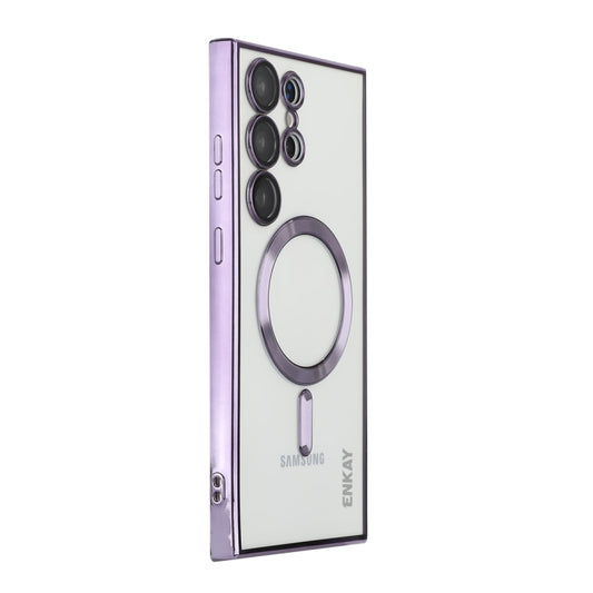 For Samsung Galaxy S23 Ultra 5G ENKAY Electroplated MagSafe Shockproof TPU Phone Case with Lens Film(Purple) - Galaxy S23 Ultra 5G Cases by ENKAY | Online Shopping South Africa | PMC Jewellery