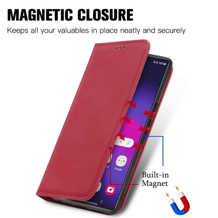 For Samsung Galaxy S25 Ultra 5G Retro Skin Feel Magnetic Leather Phone Case(Red) - Galaxy S25 Ultra 5G Cases by PMC Jewellery | Online Shopping South Africa | PMC Jewellery | Buy Now Pay Later Mobicred