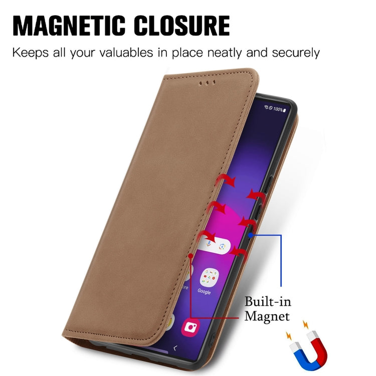 For Samsung Galaxy S25 Ultra 5G Retro Skin Feel Magnetic Leather Phone Case(Brown) - Galaxy S25 Ultra 5G Cases by PMC Jewellery | Online Shopping South Africa | PMC Jewellery | Buy Now Pay Later Mobicred