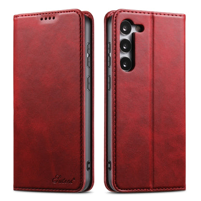 For Samsung Galaxy S24 Ultra 5G Suteni Calf Texture Horizontal Flip Leather Phone Case(Red) - Galaxy S24 Ultra 5G Cases by Suteni | Online Shopping South Africa | PMC Jewellery | Buy Now Pay Later Mobicred