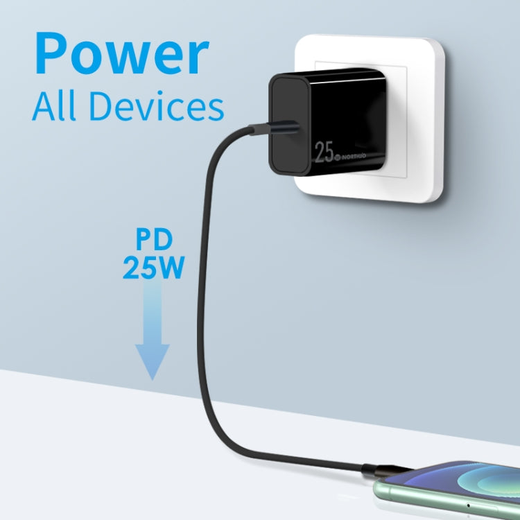 NORTHJO NOPD2501 PD 25W USB-C / Type-C Single Port Fast Charger, Plug Type:AU Plug(Black) - USB Charger by NORTHJO | Online Shopping South Africa | PMC Jewellery | Buy Now Pay Later Mobicred