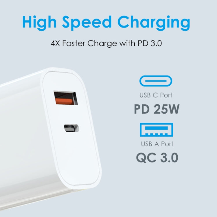 NORTHJO NOPD2502 PD 25W USB-C/Type-C + QC 3.0 USB Dual Ports Fast Charger, Plug Type:AU Plug(White) - USB Charger by NORTHJO | Online Shopping South Africa | PMC Jewellery | Buy Now Pay Later Mobicred