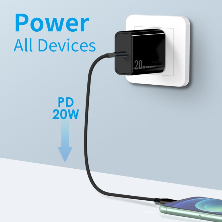 NORTHJO NOPD2001 PD 20W USB-C / Type-C Single Port Fast Charger, Plug Type:US Plug(Black) - USB Charger by NORTHJO | Online Shopping South Africa | PMC Jewellery | Buy Now Pay Later Mobicred