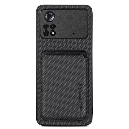 For Xiaomi Poco X4 Pro 5G Carbon Fiber Leather Card Magsafe Magnetic Phone Case(Black) - Poco X4 Pro 5G Cases by PMC Jewellery | Online Shopping South Africa | PMC Jewellery