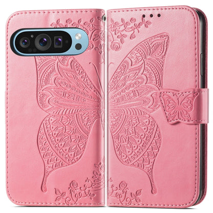 For Google Pixel 9 Butterfly Love Flower Embossed Leather Phone Case(Pink) - Google Cases by PMC Jewellery | Online Shopping South Africa | PMC Jewellery | Buy Now Pay Later Mobicred