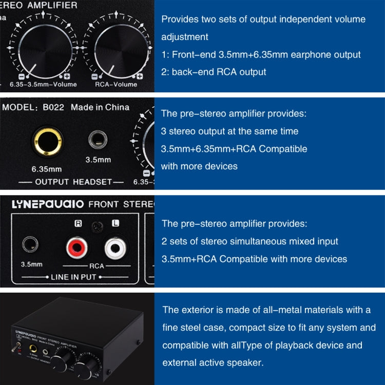 B022 Pre-Stereo Signal Amplifier Volume Booster Headphones Active Speaker Preamp Audio Amplifier -  by PMC Jewellery | Online Shopping South Africa | PMC Jewellery | Buy Now Pay Later Mobicred