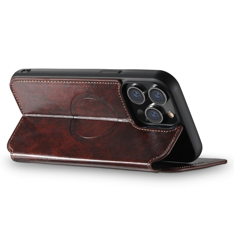 For iPhone 12 / 12 Pro Suteni J05 Leather Magnetic Magsafe Phone Case(Brown) - iPhone 12 / 12 Pro Cases by Suteni | Online Shopping South Africa | PMC Jewellery | Buy Now Pay Later Mobicred