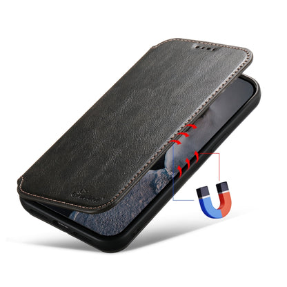 For iPhone 12 Pro Max Suteni J05 Leather Magnetic Magsafe Phone Case(Black) - iPhone 12 Pro Max Cases by Suteni | Online Shopping South Africa | PMC Jewellery | Buy Now Pay Later Mobicred