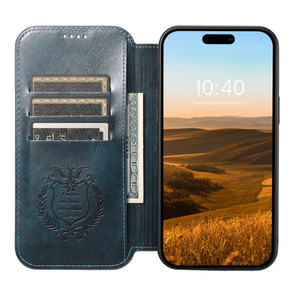 For iPhone 13 Suteni J05 Leather Magnetic Magsafe Phone Case(Blue) - iPhone 13 Cases by Suteni | Online Shopping South Africa | PMC Jewellery | Buy Now Pay Later Mobicred