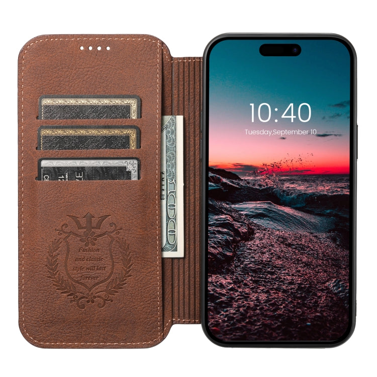 For iPhone 12 Pro Max Suteni J06 Retro Matte Litchi Texture Leather Magnetic Magsafe Phone Case(Brown) - iPhone 12 Pro Max Cases by Suteni | Online Shopping South Africa | PMC Jewellery | Buy Now Pay Later Mobicred