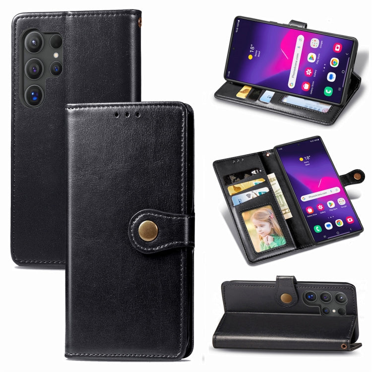 For Samsung Galaxy S25 5G Retro Solid Color Buckle Leather Phone Case(Black) - Galaxy S25 5G Cases by PMC Jewellery | Online Shopping South Africa | PMC Jewellery | Buy Now Pay Later Mobicred