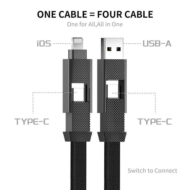 ENKAY ENK-CB134 4-in-1 60W USB-A / Type-C to 8 Pin / Type-C Nylon Braided Magnetic Fast Charging Data Cable, Cable Length:0.15m - Multifunction Cable by ENKAY | Online Shopping South Africa | PMC Jewellery | Buy Now Pay Later Mobicred