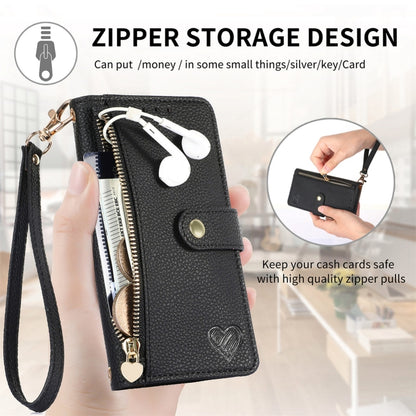 For iPhone 16 Plus Love Zipper Lanyard Leather Phone Case(Black) - iPhone 16 Plus Cases by PMC Jewellery | Online Shopping South Africa | PMC Jewellery | Buy Now Pay Later Mobicred