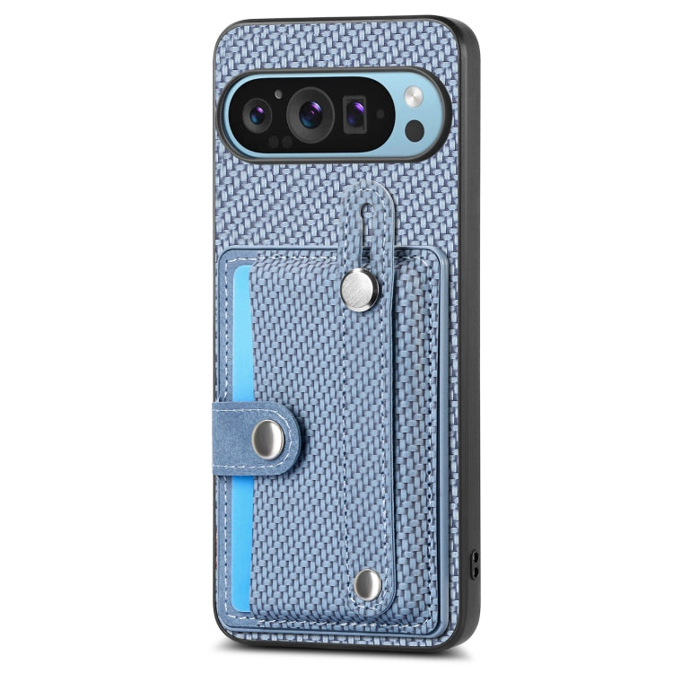 For Google Pixel 9 Pro Wristband Kickstand Card Wallet Back Cover Phone Case with Tool Knife(Blue) - Google Cases by PMC Jewellery | Online Shopping South Africa | PMC Jewellery | Buy Now Pay Later Mobicred