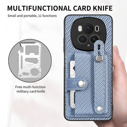 For Honor Magic6 Pro 5G Wristband Kickstand Card Wallet Back Cover Phone Case with Tool Knife(Blue) - Honor Cases by PMC Jewellery | Online Shopping South Africa | PMC Jewellery | Buy Now Pay Later Mobicred