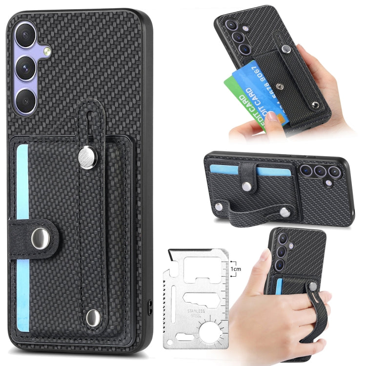 For Samsung Galaxy S25 5G Wristband Kickstand Wallet Back Phone Case with Tool Knife(Black) - Galaxy S25 5G Cases by PMC Jewellery | Online Shopping South Africa | PMC Jewellery | Buy Now Pay Later Mobicred