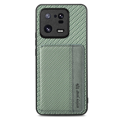 For Xiaomi 13 Pro Carbon Fiber Magnetic Card Bag Phone Case(Green) - Xiaomi Cases by PMC Jewellery | Online Shopping South Africa | PMC Jewellery | Buy Now Pay Later Mobicred