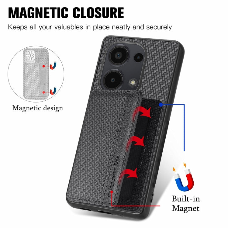 For Redmi Note 13 Pro 4G Carbon Fiber Magnetic Card Bag Phone Case(Black) - Note 13 Pro Cases by PMC Jewellery | Online Shopping South Africa | PMC Jewellery | Buy Now Pay Later Mobicred