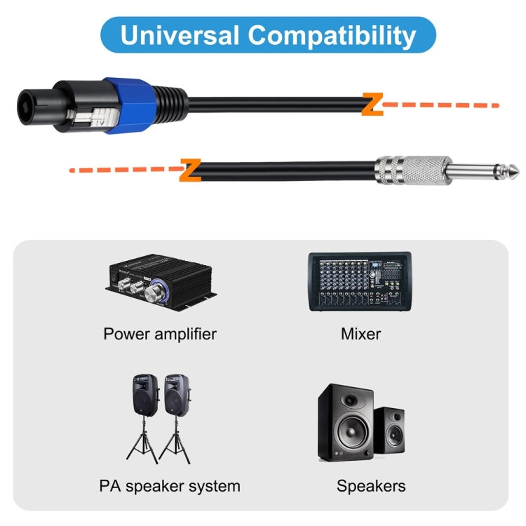 JUNSUNMAY Speakon Male to 6.35mm Male Audio Speaker Adapter Cable with Snap Lock, Length:10FT - Microphone Audio Cable & Connector by JUNSUNMAY | Online Shopping South Africa | PMC Jewellery | Buy Now Pay Later Mobicred