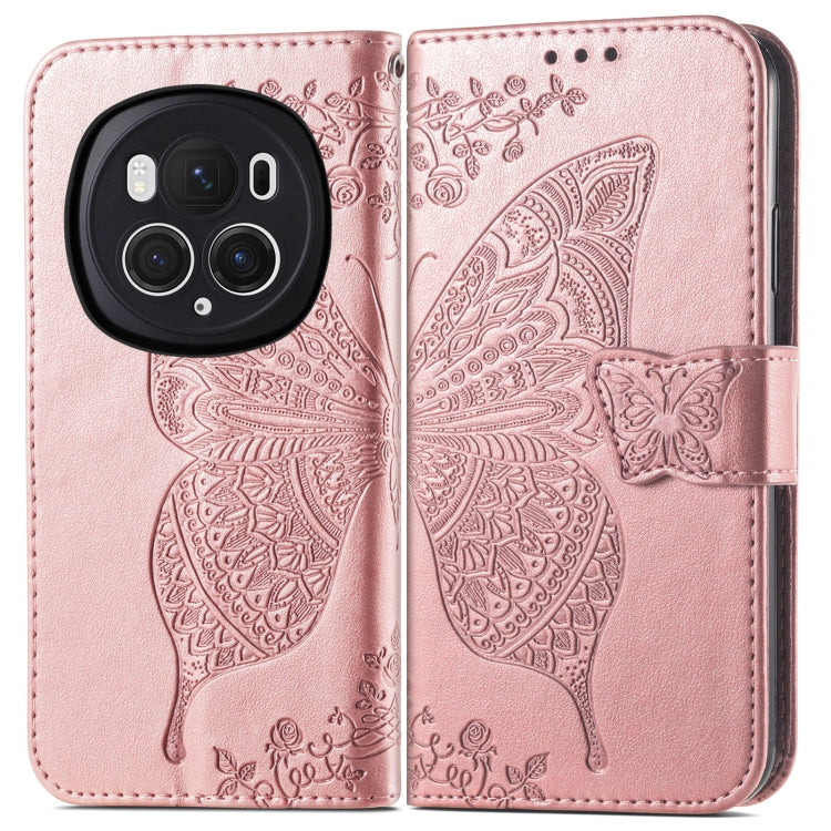 For Honor Magic6 Pro Butterfly Love Flower Embossed Leather Phone Case(Rose Gold) - Honor Cases by PMC Jewellery | Online Shopping South Africa | PMC Jewellery | Buy Now Pay Later Mobicred