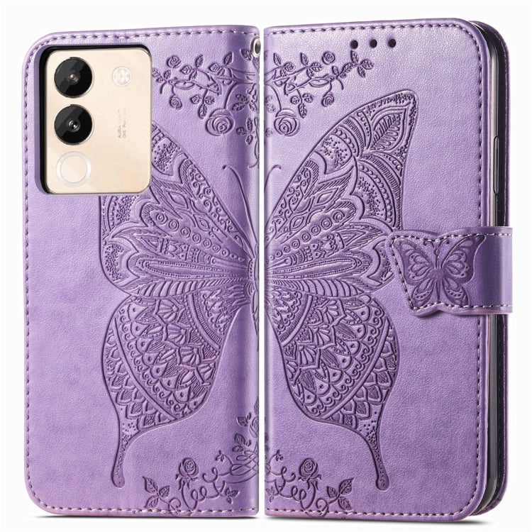 For vivo X100 Butterfly Love Flower Embossed Leather Phone Case(Lavender) - X100 Cases by imak | Online Shopping South Africa | PMC Jewellery | Buy Now Pay Later Mobicred