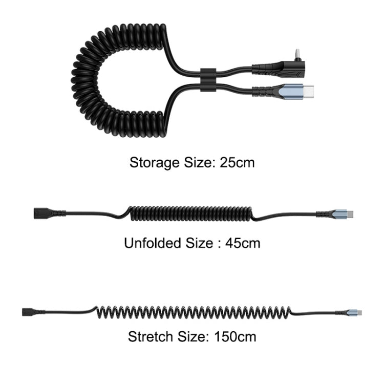 ENKAY PD 27W Type-C to 8 Pin 3A Elbow Expansion Spring Coiled Fast Chrging Data Cable, Length: 1.5m - 2 in 1 Cable by ENKAY | Online Shopping South Africa | PMC Jewellery | Buy Now Pay Later Mobicred