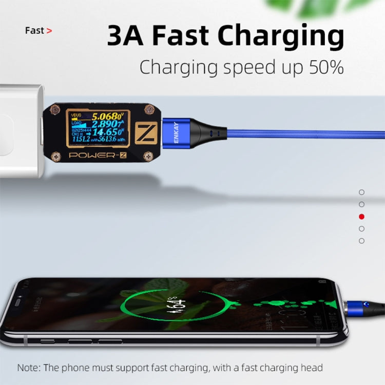 ENKAY 3A USB to 8 Pin Magnetic Fast Charging Data Cable with LED Light, Length:1m(Blue) - Charging Cable & Head by ENKAY | Online Shopping South Africa | PMC Jewellery | Buy Now Pay Later Mobicred