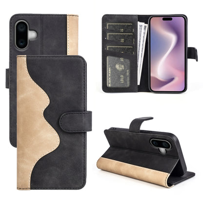 For iPhone 16 Plus Stitching Horizontal Flip Leather Phone Case(Black) - iPhone 16 Plus Cases by PMC Jewellery | Online Shopping South Africa | PMC Jewellery | Buy Now Pay Later Mobicred