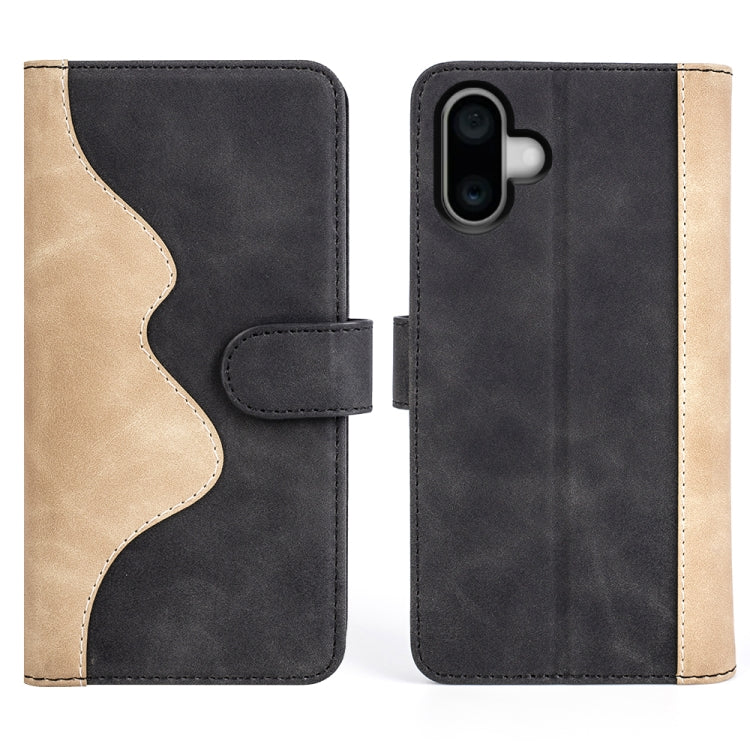 For iPhone 16 Plus Stitching Horizontal Flip Leather Phone Case(Black) - iPhone 16 Plus Cases by PMC Jewellery | Online Shopping South Africa | PMC Jewellery | Buy Now Pay Later Mobicred