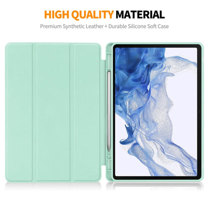 For Samsung Galaxy Tab S9 ENKAY Tri-fold Custer Leather TPU Bottom Smart Case with Pen Slot(Light Blue) - Galaxy Tab S9 Cases by ENKAY | Online Shopping South Africa | PMC Jewellery | Buy Now Pay Later Mobicred