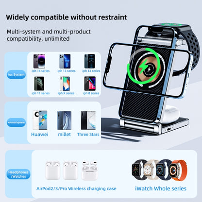 T30 Folding Wireless Charging Stand for Cell Phone Watch Headset 4 in 1 Charger - Wireless Charger by PMC Jewellery | Online Shopping South Africa | PMC Jewellery | Buy Now Pay Later Mobicred