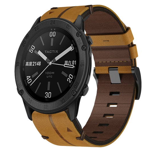 For Garmin Fenix 7 Pro 47mm 22mm Leather Textured Watch Band(Brown) - Watch Bands by PMC Jewellery | Online Shopping South Africa | PMC Jewellery