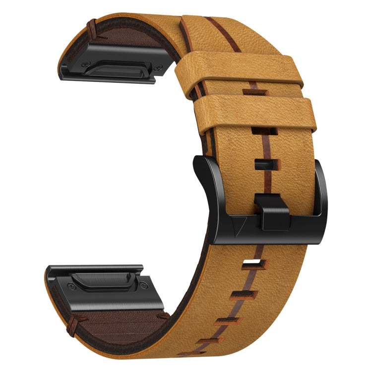 For Garmin Fenix 6 GPS 22mm Leather Textured Watch Band(Brown) - Watch Bands by PMC Jewellery | Online Shopping South Africa | PMC Jewellery