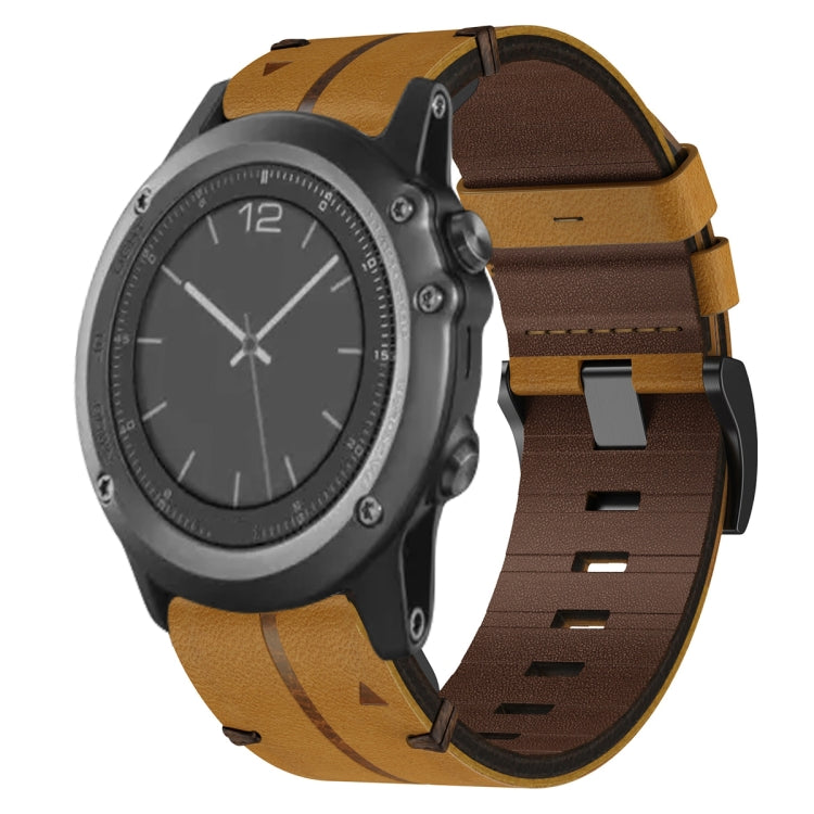 For Garmin Fenix 3 26mm Leather Textured Watch Band(Brown) - Watch Bands by PMC Jewellery | Online Shopping South Africa | PMC Jewellery