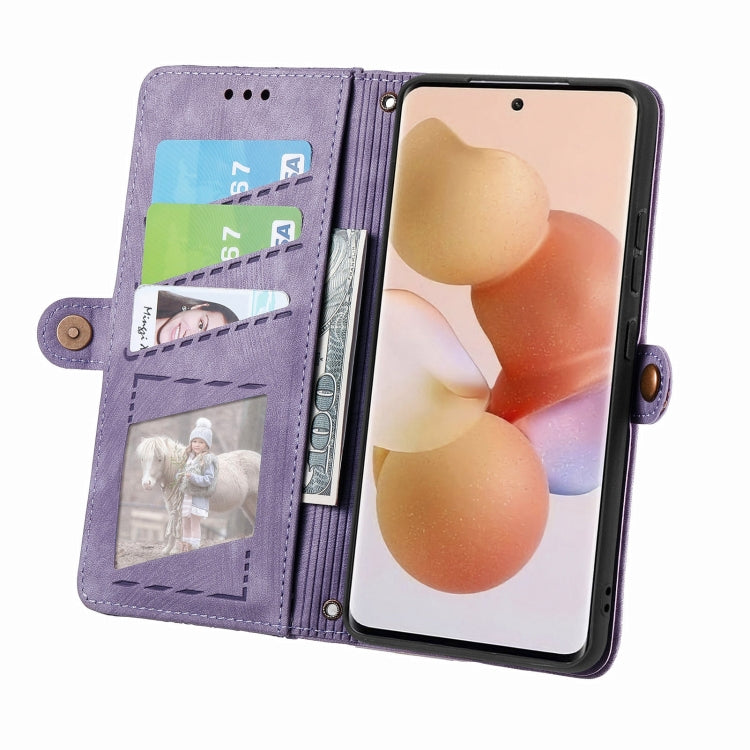 For Xiaomi 13 Ultra Geometric Zipper Wallet Side Buckle Leather Phone Case(Purple) - 13 Ultra Cases by PMC Jewellery | Online Shopping South Africa | PMC Jewellery | Buy Now Pay Later Mobicred