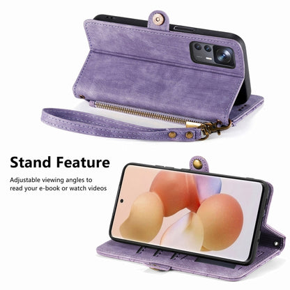 For Xiaomi Poco X3 GT Geometric Zipper Wallet Side Buckle Leather Phone Case(Purple) - Xiaomi Cases by PMC Jewellery | Online Shopping South Africa | PMC Jewellery | Buy Now Pay Later Mobicred