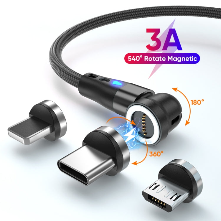 ENKAY 3 in 1 3A USB to Type-C / 8 Pin / Micro USB Magnetic 540 Degrees Rotating Fast Charging Cable, Length:1m(Black) - Charging Cable & Head by ENKAY | Online Shopping South Africa | PMC Jewellery | Buy Now Pay Later Mobicred