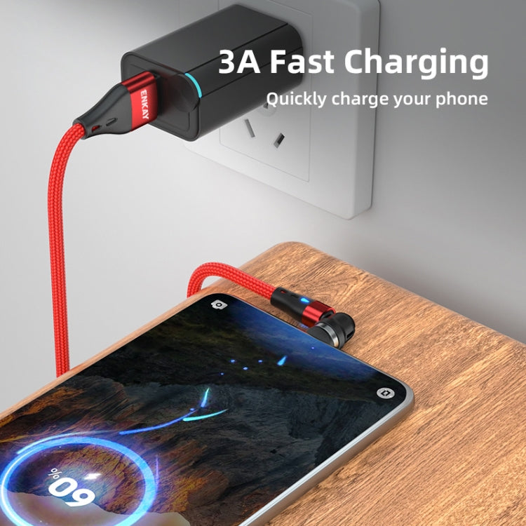 ENKAY 3 in 1 3A USB to Type-C / 8 Pin / Micro USB Magnetic 540 Degrees Rotating Fast Charging Cable, Length:1m(Red) - Charging Cable & Head by ENKAY | Online Shopping South Africa | PMC Jewellery | Buy Now Pay Later Mobicred