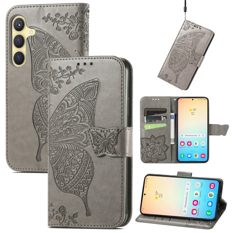 For Samsung Galaxy S24 5G Butterfly Love Flower Embossed Leather Phone Case(Gray) - Galaxy S24 5G Cases by PMC Jewellery | Online Shopping South Africa | PMC Jewellery