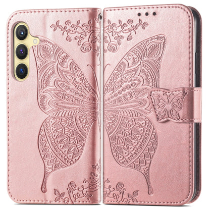 For Samsung Galaxy S24+ 5G Butterfly Love Flower Embossed Leather Phone Case(Rose Gold) - Galaxy S24+ 5G Cases by PMC Jewellery | Online Shopping South Africa | PMC Jewellery