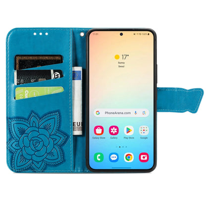 For Samsung Galaxy S25+ 5G Butterfly Love Flower Embossed Leather Phone Case(Blue) - Galaxy S25+ 5G Cases by PMC Jewellery | Online Shopping South Africa | PMC Jewellery | Buy Now Pay Later Mobicred